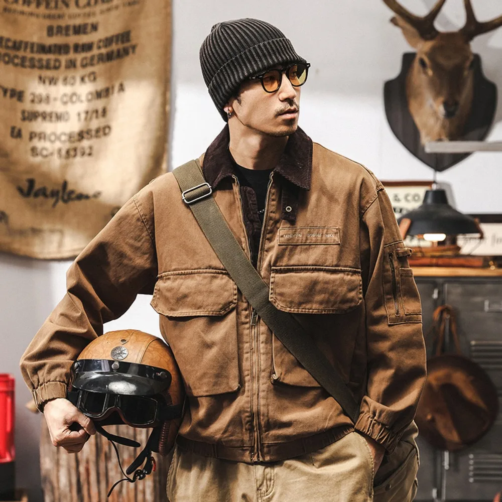 

2025 spring and autumn new fashion vintage Maillard overalls personalized jacket