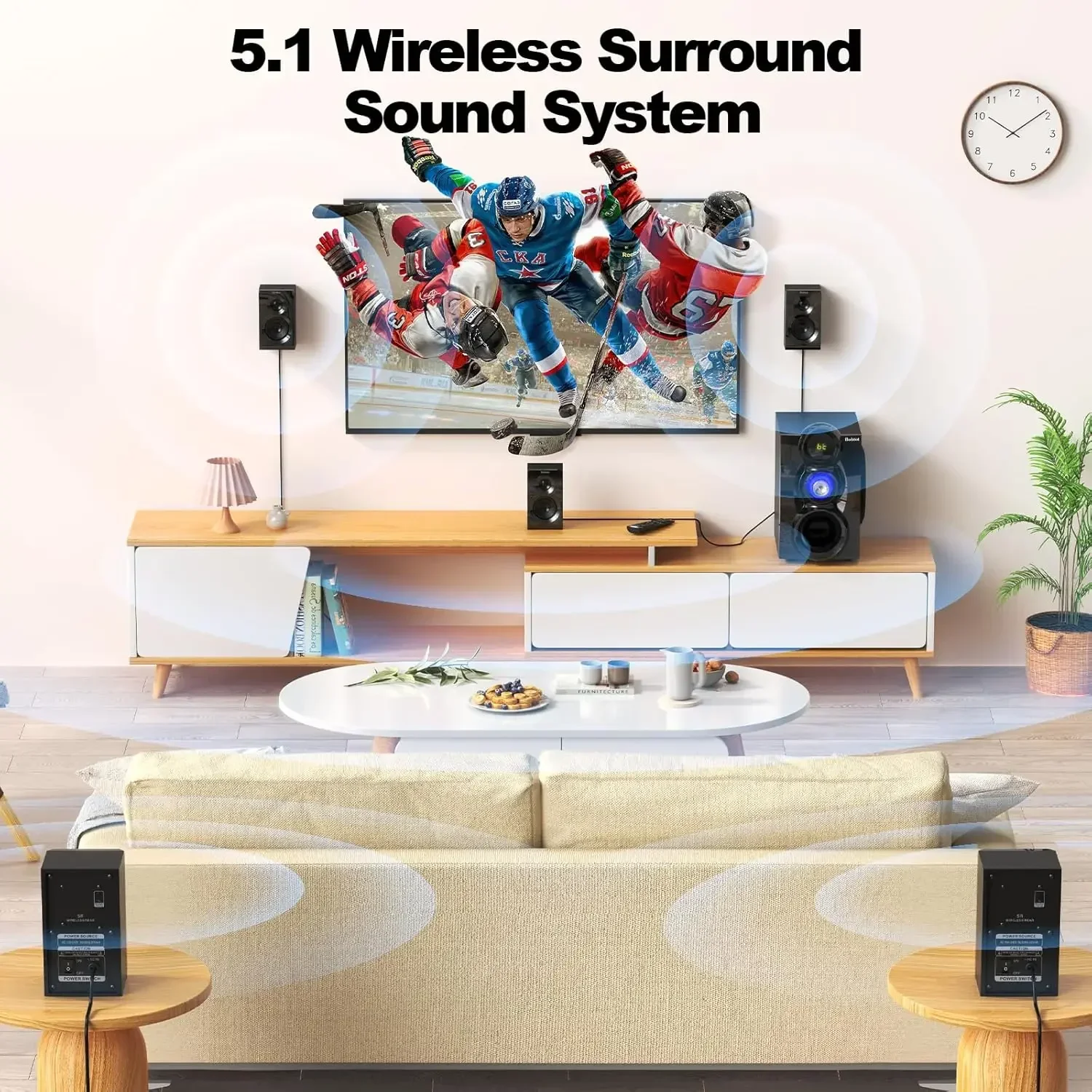 Wireless Surround Sound System Home Theater System, 1000W Surround Speakers 8