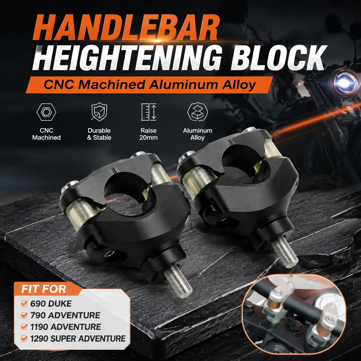 CNC Aluminum 28mm Handlebar Heightening Clamp for KTM 690 Duke 790 1190 1290 Super Adventure Motorcycle Riding Accessory