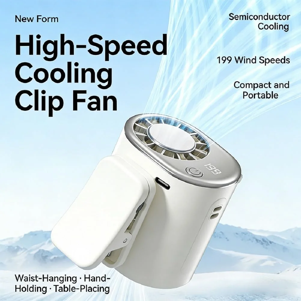Umbrella Led Clip - Portable Clip Fan USB Rechargeable Mini