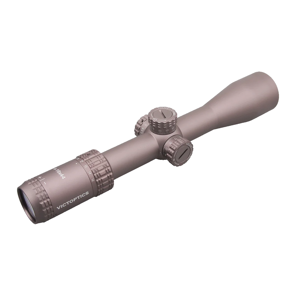 VictOptics-mira telescópica S4 4-16x44 SFP Coyote FDE, retícula de patente de diseño personalizado, exclusiva para pistolas de aire y armas de fuego, compatible con AR 15