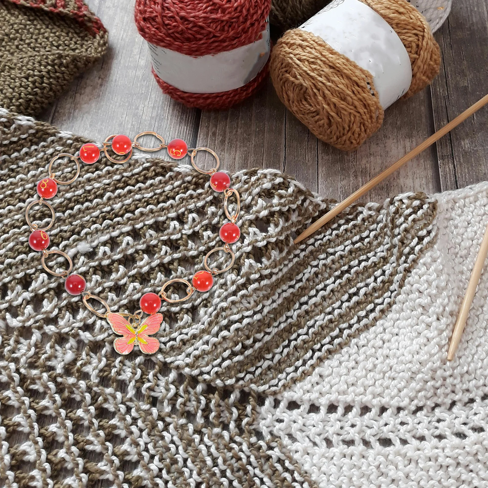 

Creative Knitting Accessory Agate Number Charms Enamel Butterfly Pendant Easy to Use Stitch Markers Finger Counter