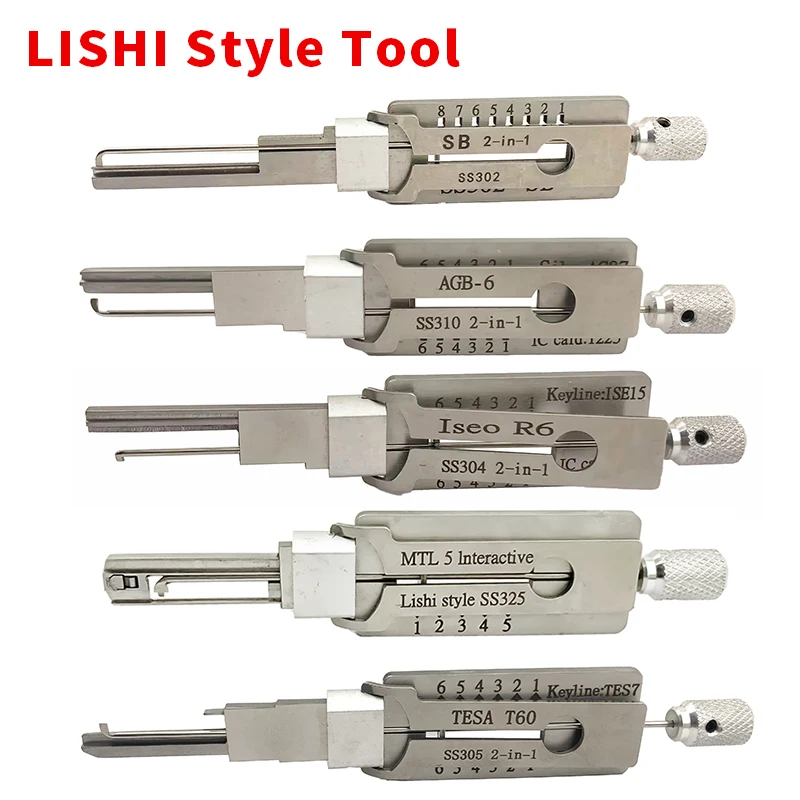 Herramienta de ganzuado LISHI 2 en 1 estilo AGB T60 SB para ISEO MTL5 TESA SS302 SS310 SS304 SS325 SS305, herramienta para cerrajeros.
