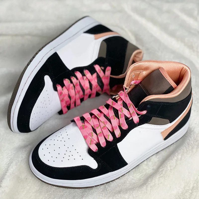Flache, süße Macaron-Schnürsenkel für Sneaker, mit Musterdruck, Fruchtmotiv, Erdbeere, Traube, Pfirsich, Orange, Banane, für AJ1, AF1, INS, Neu – Detail 5
