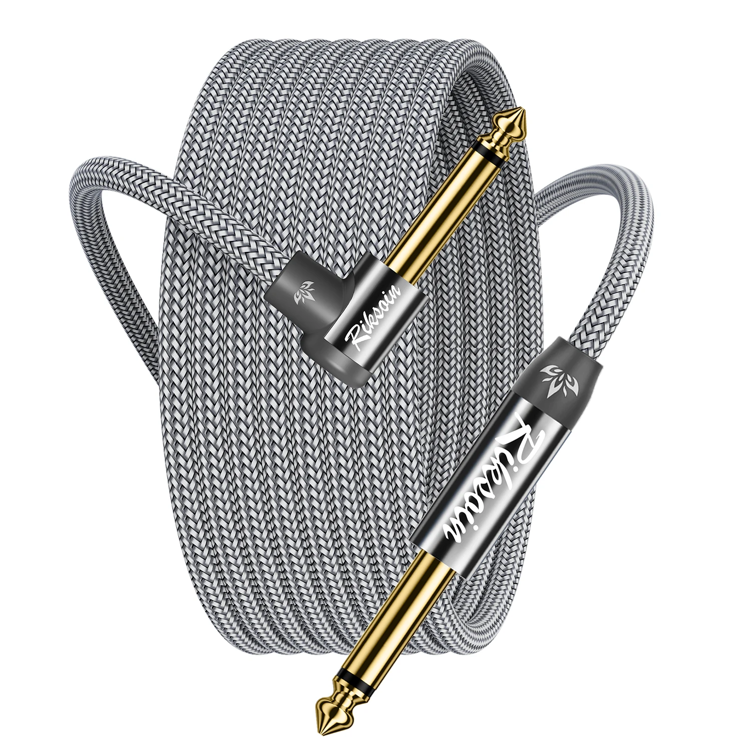 Cabo de Instrumento de 6,35 mm, Cabo de Guitarra TS Mono com Conector de 1/4" Macho para Macho, Ângulo Reto para Reto, para Mixer, Amplificador, Guitarra