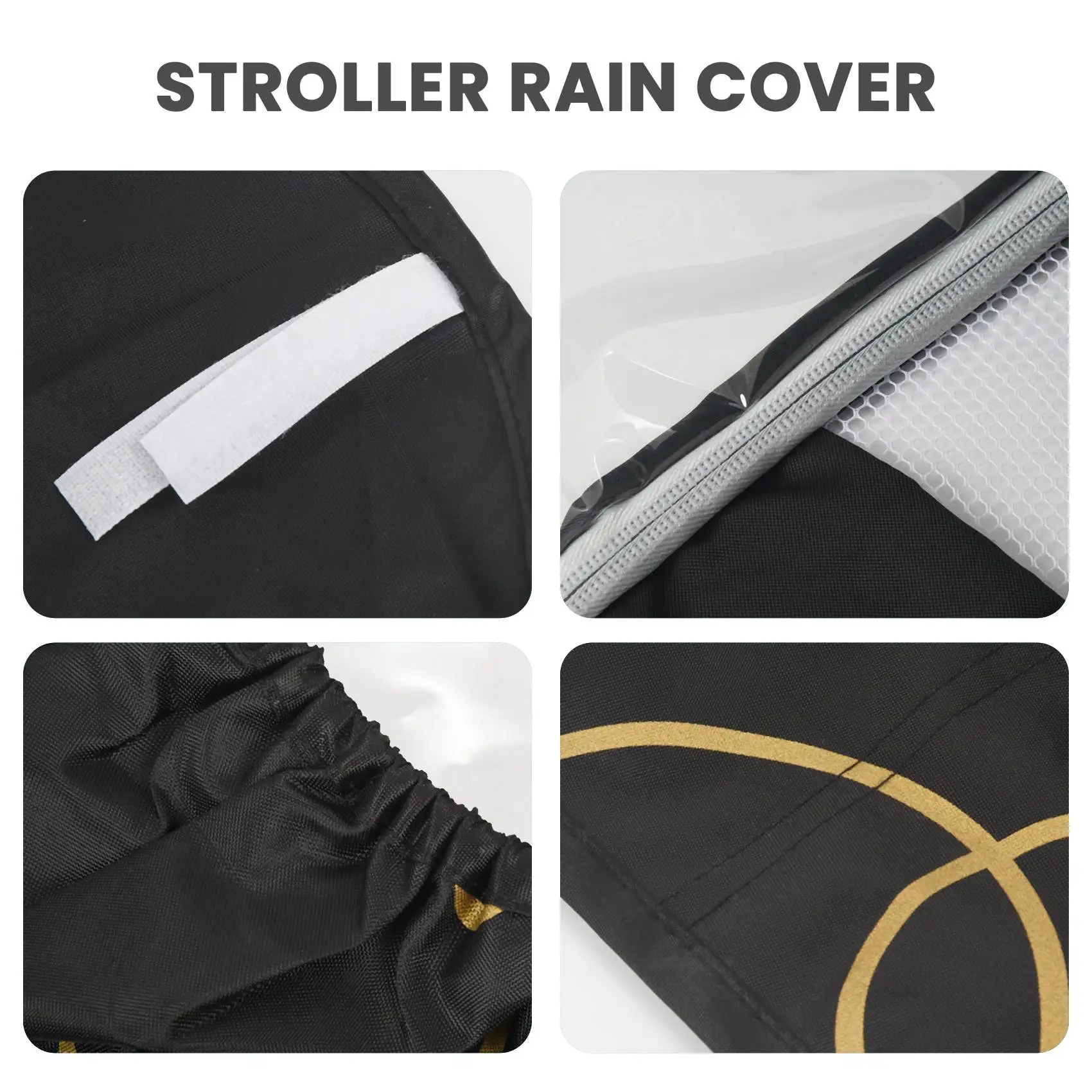 Universal Stroller Rain Cover Waterproof Wind Dust Shield Baby Stroller Pushchair Pram Newborn Stroller Cover-Black