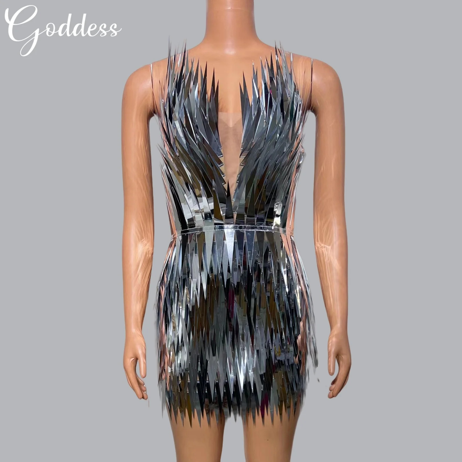 

Party Goddess Sparkling Tight Dress Nightclub Banquet Stage Fancy Mirror Short Dress Birthday Party Bar Dance Sexy Dress