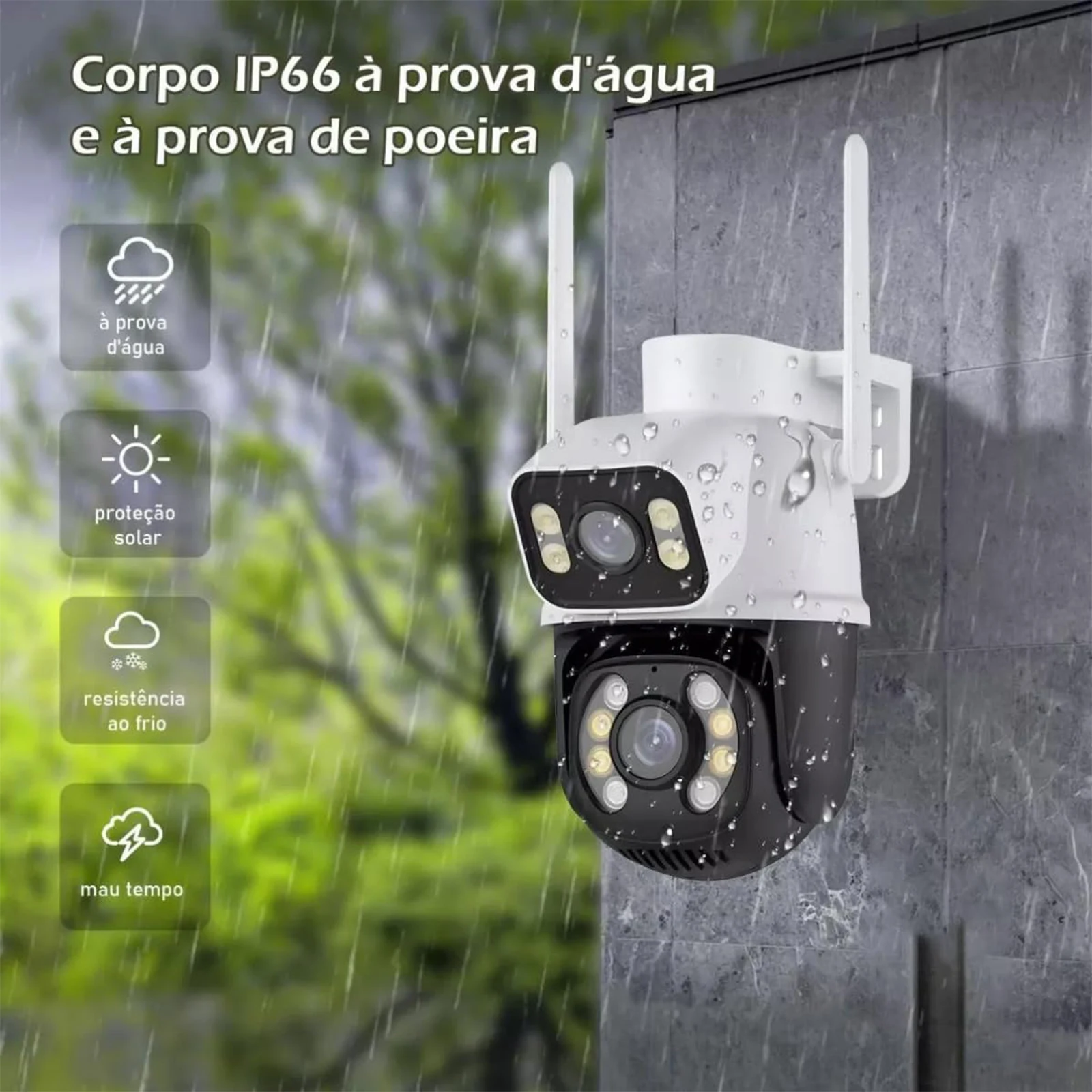 Câmera IP Sem Fio Externa 3MP HD com Visão Noturna Infravermelha, Controle por App, Alarme de Segurança Residencial