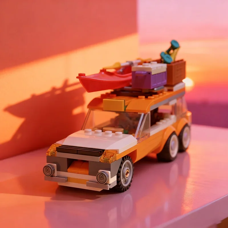 

187 деталей MOC: Большая праздничная машинка-конструктор, модель для сборки, рождественский подарок, творческая игрушка для самостоятельной сборки, идея для подарка на день рождения