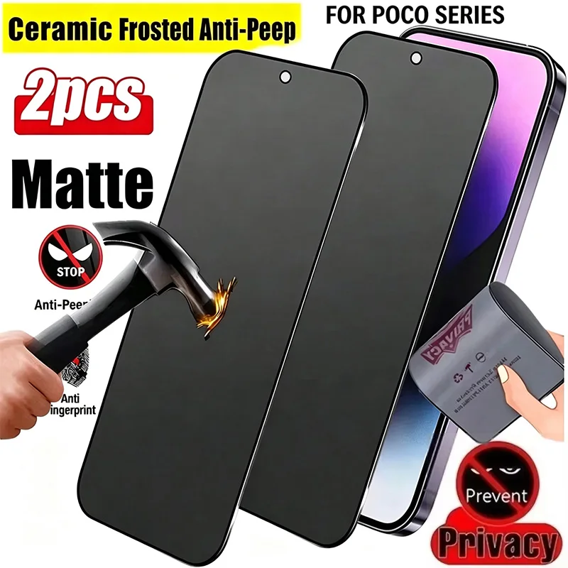 2PCS Matte Ceramic Privacy Screen Protector For Xiaomi Poco X7 X6 X5 X3 M6 M7 F3 F5 F6 F7 Pro C75 C65 Anti-Spy Protective Film
