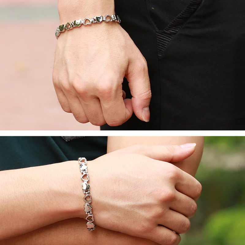 

Fashion Hollow Love Heart Titanium Steel Chain Link Bracelet Magnetic Wristband for Women Elegant Gift Choice Women Bracelet