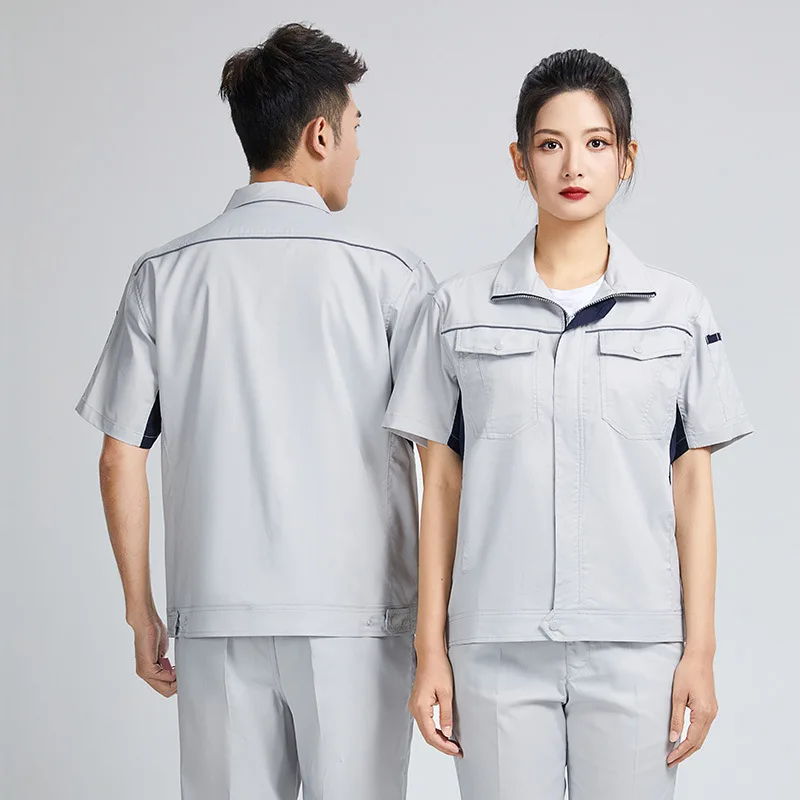 Summer Elastic Work Clothes Set  Moisture Absorbent Perspiration Breathable Long Short Sleeve Thin Labor Protection Clothing