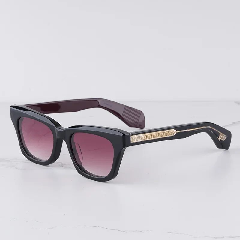 

DEALAN EPOXY Light Luxury Black Gold Cat Eye Sunglasses for Men Designer Vintage Craft Thick Acetate Solar Glasses for Male