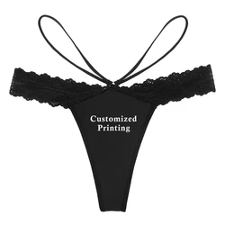 Customized Printing Your Custom Texts Naughty Underwear for Women Sexy Lace Lingerie Temptation G String Personalized Panties