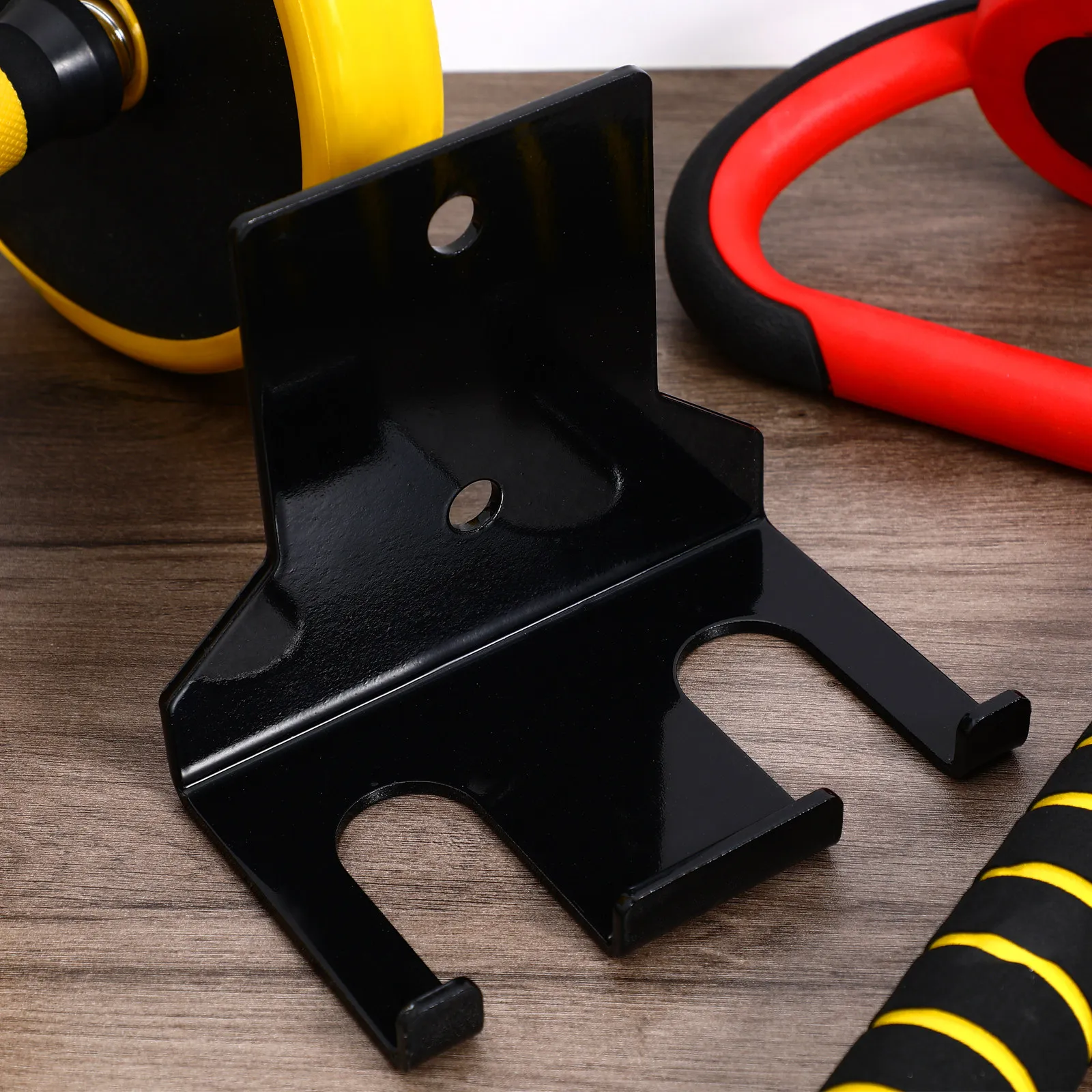 Wall Mount Rack Double Hook Gym Equipment Holder Durable Storage Shelf Household Barbell Rack For Home Fitness Accessories