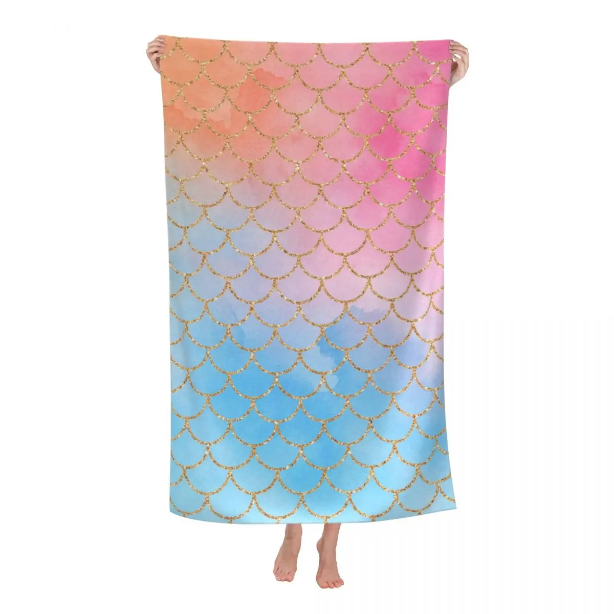 

Mermaid Scales Super Soft Microfiber Bath Beach Towel Quick Dry Rainbow Fish Shower Sauna Towels