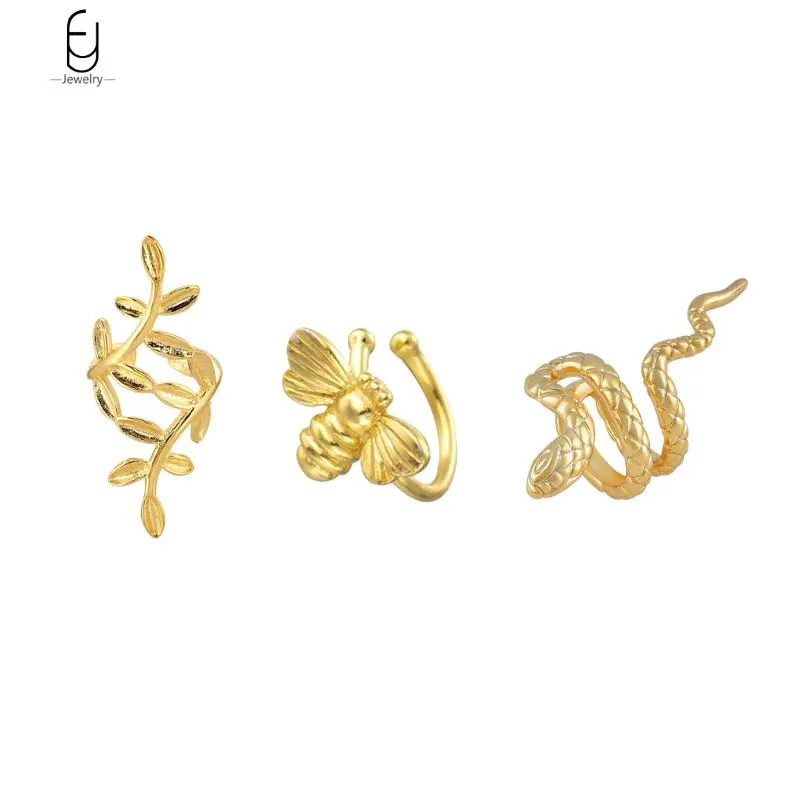 

1 Pcs Minimalist Ear Cuff Earrings For Women Bee/Snake Animal Plated Gold Without Piercing Cartilage Earrings Fashion Jewelry