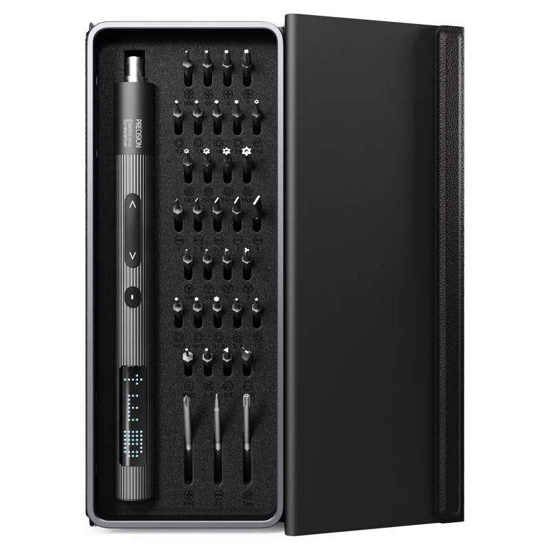 36 in 1 Tool Set Precision Electric Screwdriver Mini Kit with LED Screen Rechargeable Battery Power Repair with 0.3N.m Leather