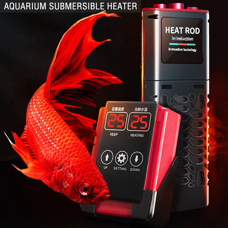 Fish Tank Heater Temperature Controller Explosion-Proof Fish Tank LED Display Adjustable Water Heating Rod Temperature Control