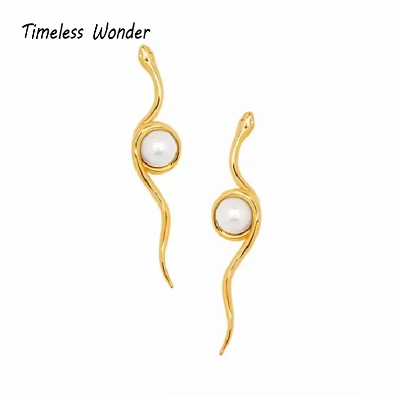 

Timeless Wonder Fancy Geo Snake Stud Earrings for Women Designer Jewelry Luxury Top Rare Gift Sweet 3612