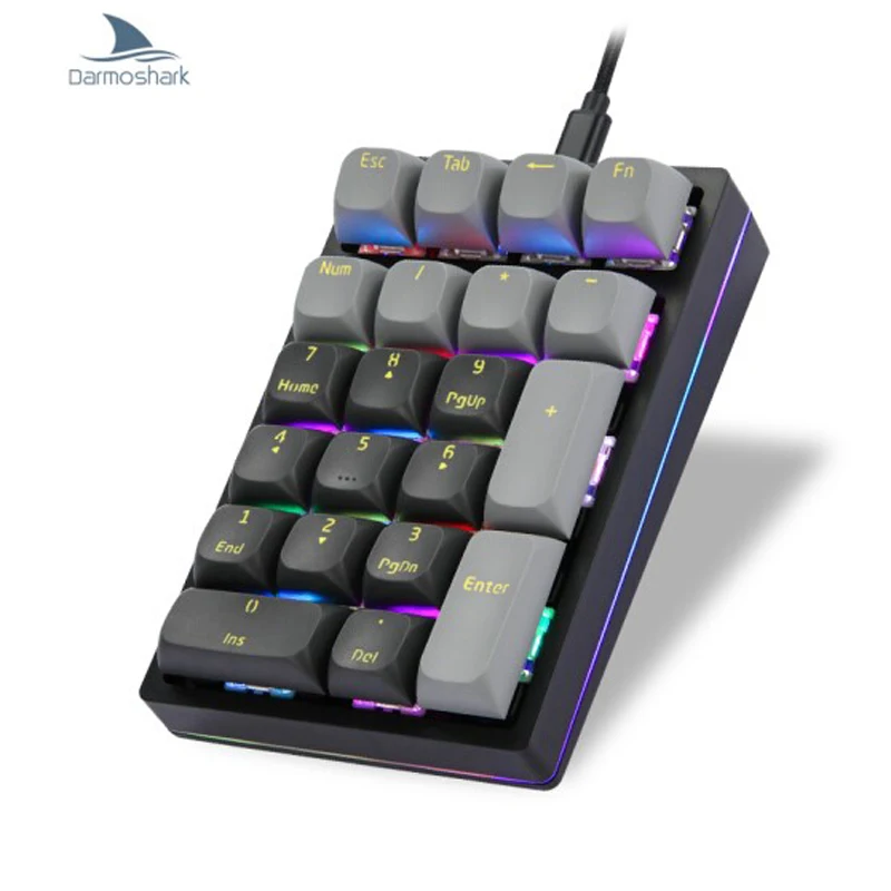 새로운 Darmoshark K3 유선 숫자 기계식 키보드 핫 스왑 RGB 백라이트 전자 스포츠 게임 키패드 노트북 액세서리 사용자 정의 ​