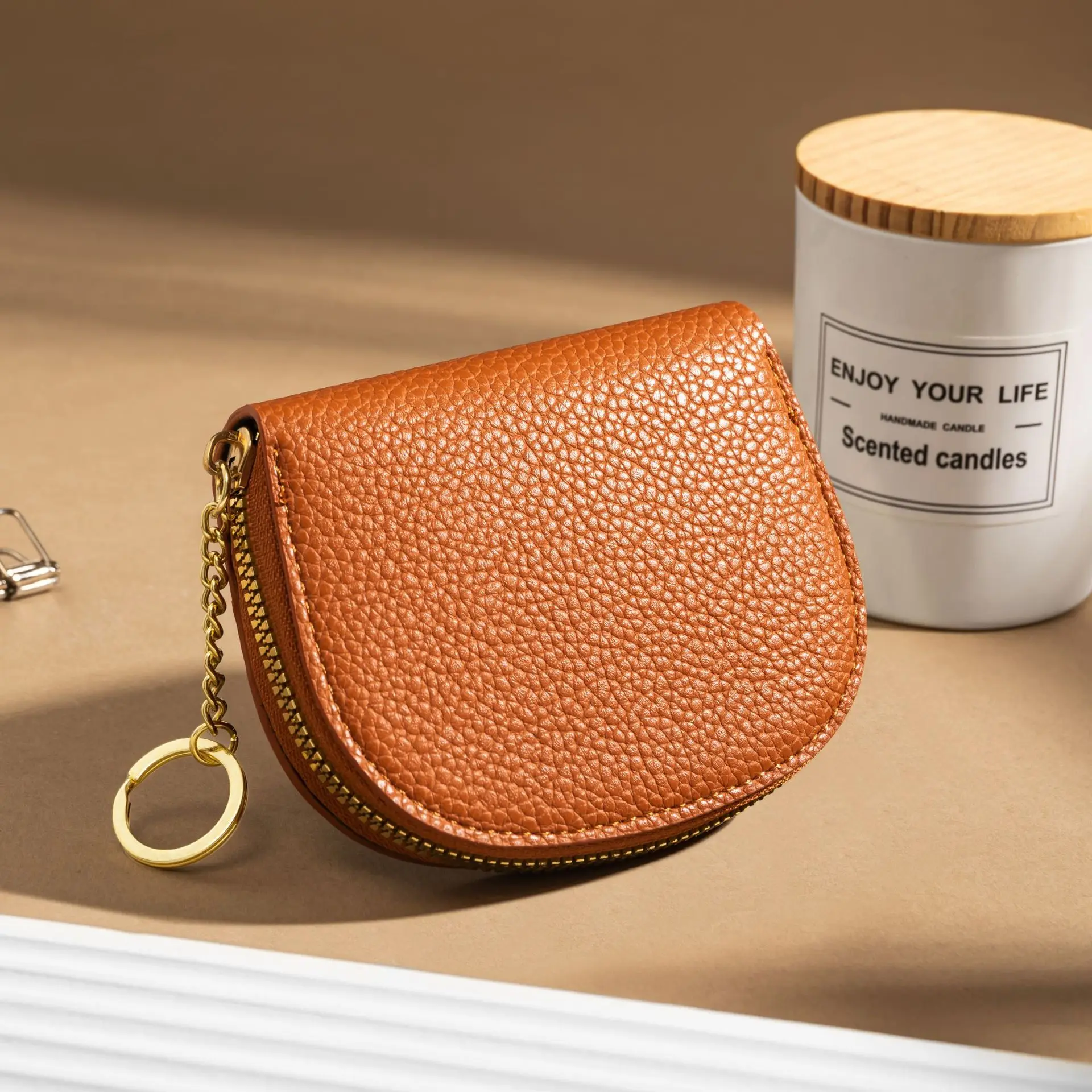 حقيبة بطاقات على شكل نصف دائرة صغيرة للنساء متعددة البطاقات ذات سعة كبيرة لتغيير الجيب ومحفظة جيب للعملات المعدنية