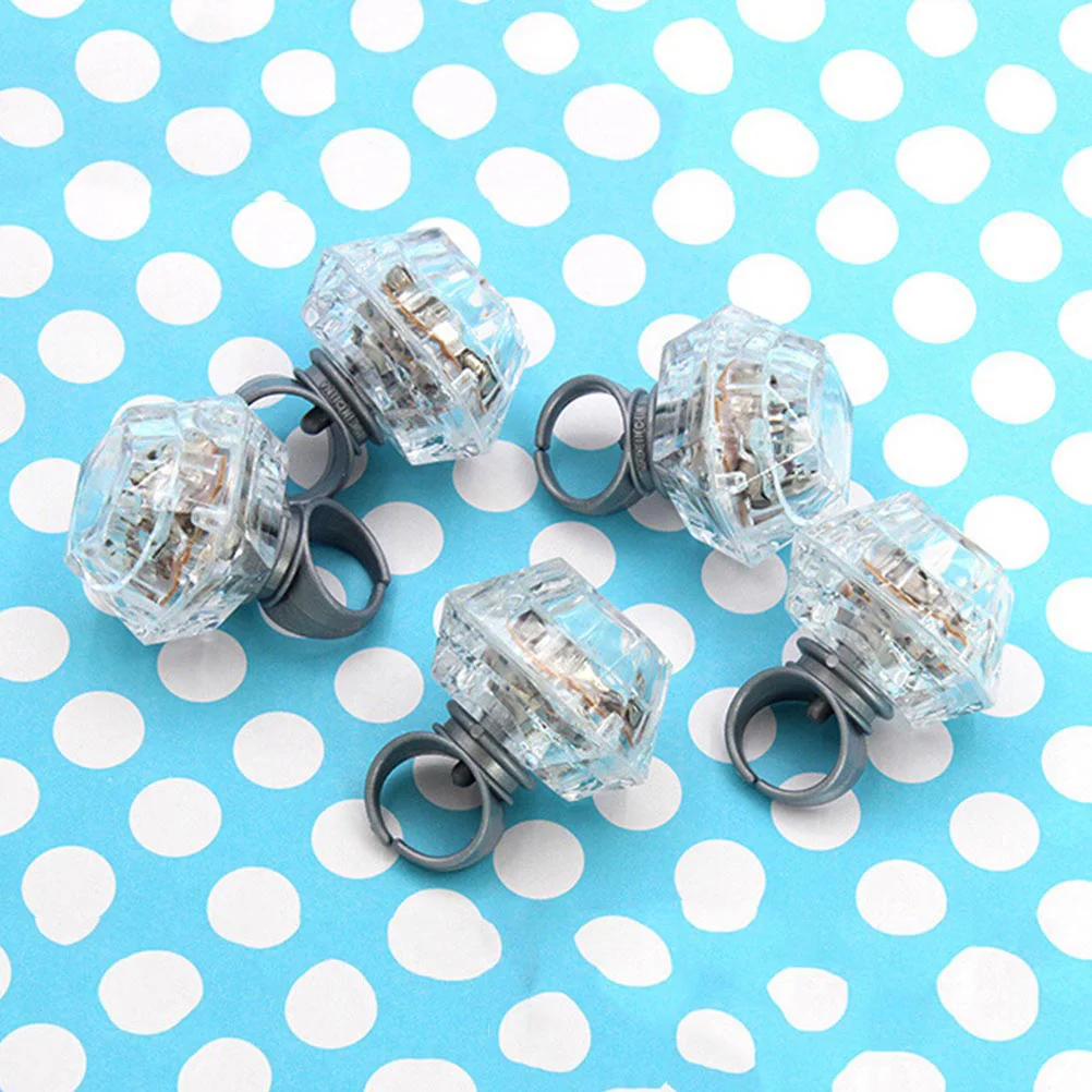 6pcs Simulate Diamond Finger Ring LED Luminous Rings Flashing Toys Party Favors Gifts flashing finger rings