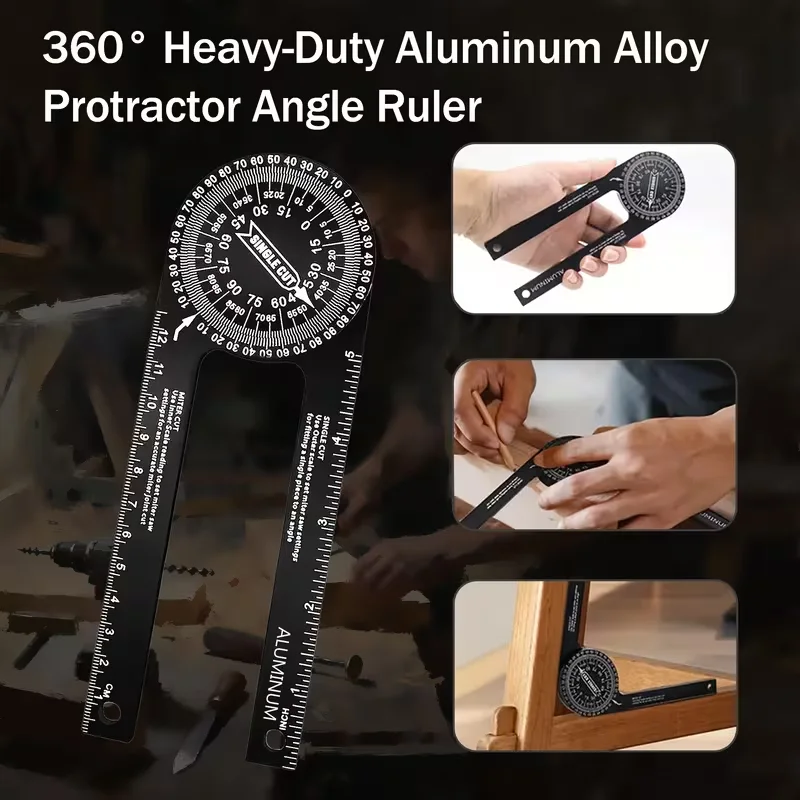 High-strength aluminum alloy protractor, angle measurement tool, professional precision measurement, with angle/degree markings