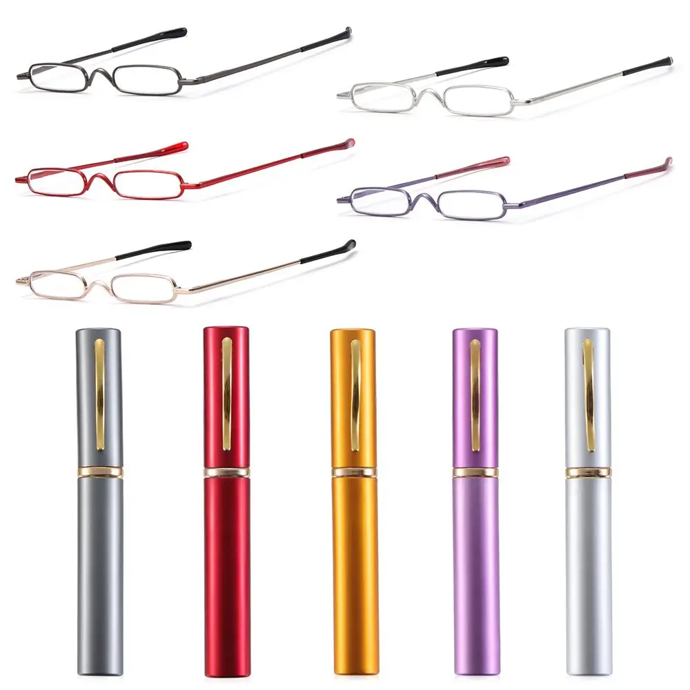 Mini Men Women Eyeglasses with Portable Clip Case Slim Pen Reading Glasses Readers with Pen Clip Tube Case Slim Reading Glasses view 6