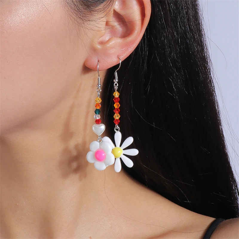 2 Paare/satz Mode Handgemachte Perlen Blume Tropfen Ohrringe für Frauen Mädchen Party Festival Schmuck Geschenke – Detail 1