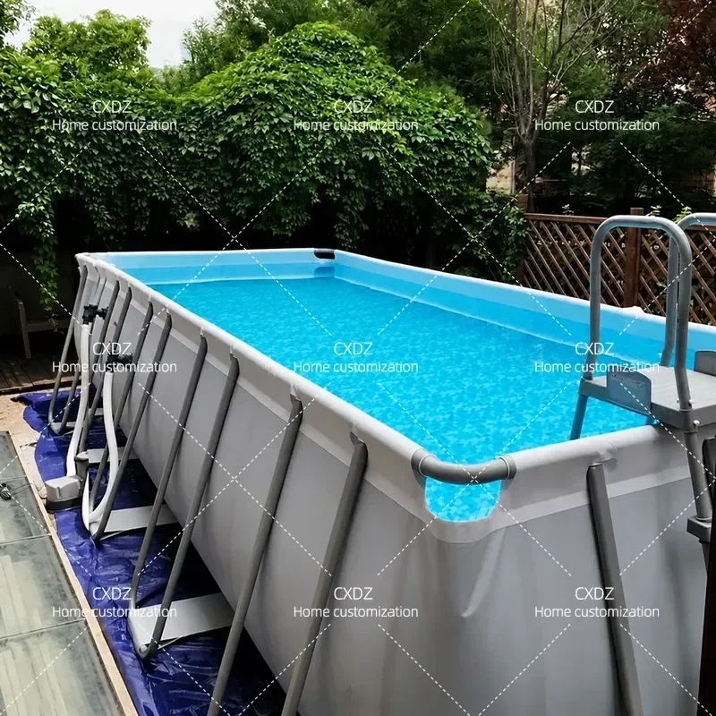 Large Thickened Folding Swimming Pool for Household Outdoor Villa Adult Use with Roof Bracket Fish Pond