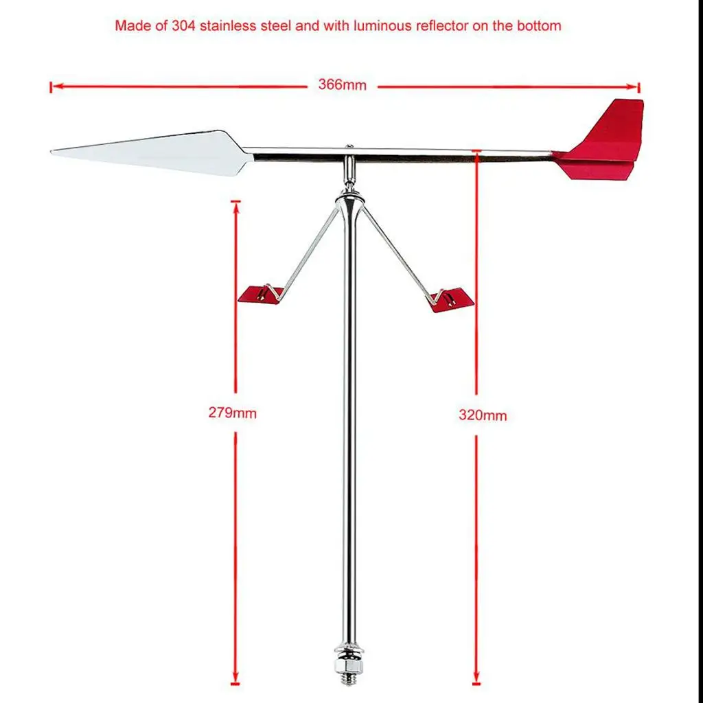 

Sailing Wind Direction Instrument Stainless Steel Wind Meter Marine Navigation Tool for Boat Safety