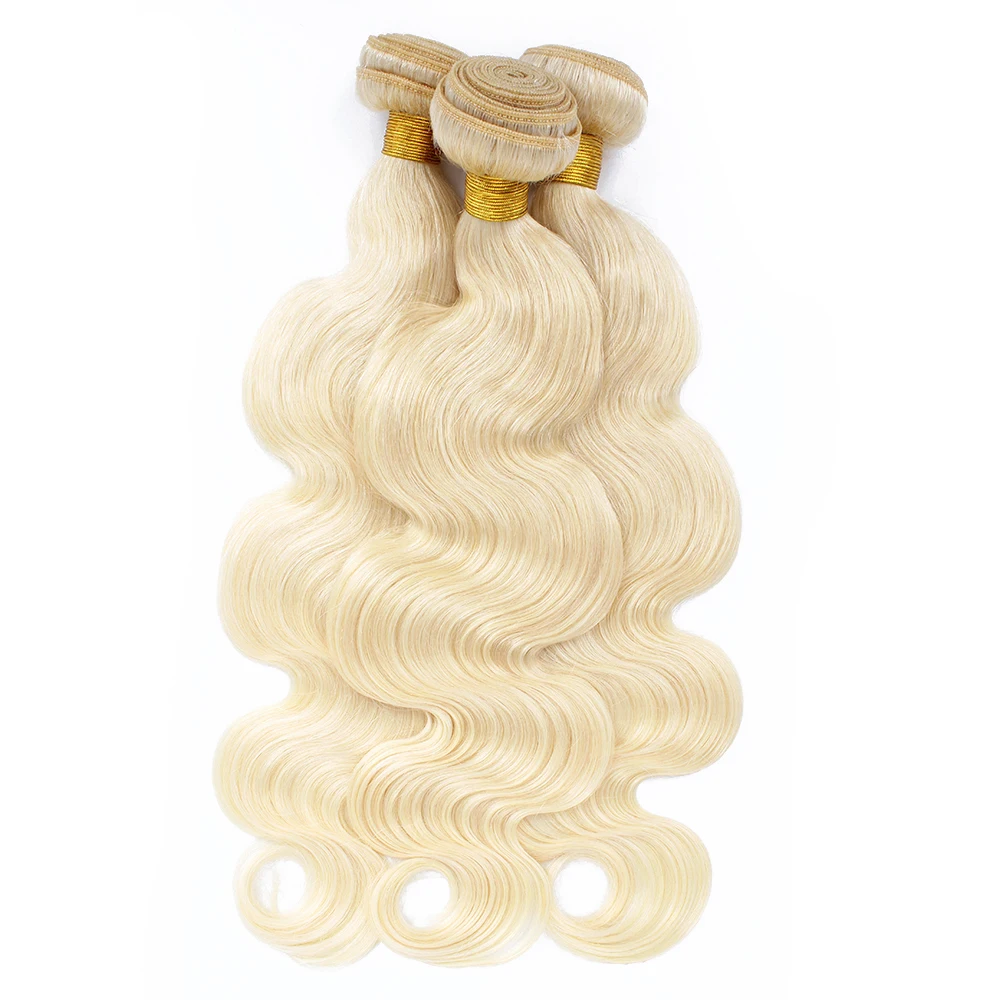 1/3/4PCS 613 Blonde Color Straight Body Wave Human Hair Bundles 95g/PC Brazilian Honey Blonde Human Hair Extentions For Women