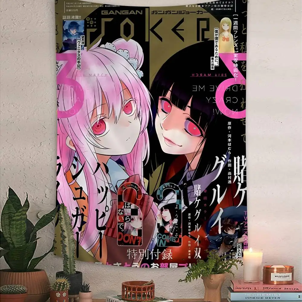 Kakegurui Yumeko Jabami Wandteppich, Kunstdruck, günstige Hippie-Wandbehang, böhmische Wandteppiche, Mandala-Kunst, Heimdekoration