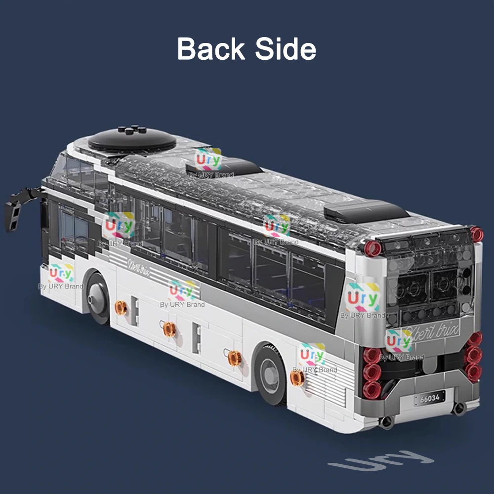 City Traffic รถสีเทา Passenger Double Decker Tourist Sightseeing Bus Public ชุด Building Blocks DIY ของเล่นสําหรับของขวัญเด็ก