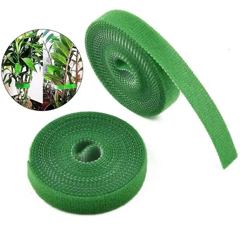2/4/6m Garten Selbstklebende Pflanzenbinder aus Nylon, Grün, Verstellbare Pflanzenbänder mit Klettverschluss, Wiederverwendbare Befestigungsstreifen
