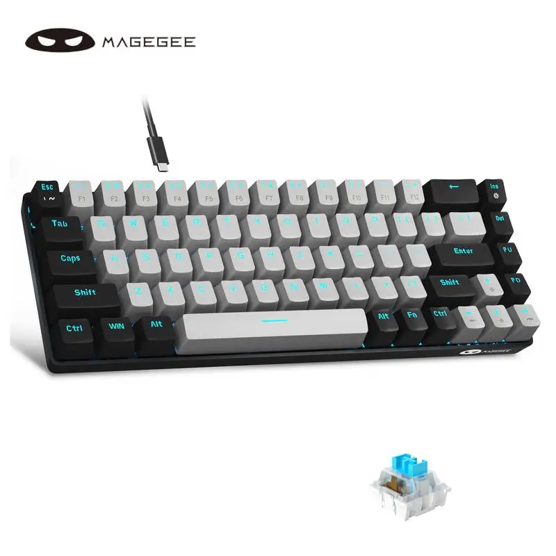 

MageGee MK-Box Portable 60% Mechanical Gaming Keyboard, LED Backlit Compact 68 Keys Mini Wired Office Keyboard