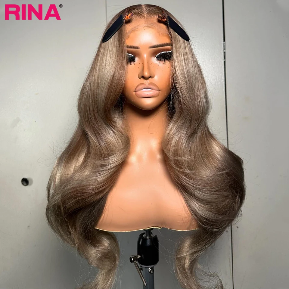 

32 inch Ash Blonde Body Wave Transparent 13x4 Lace Front Human Hair Wig pre plucked Ombre Colored Wigs 13x6 Lace Frontal Wig