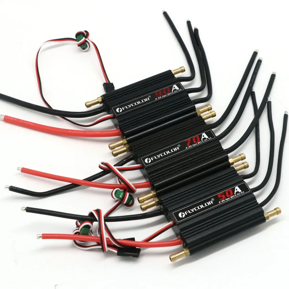 

Бесщеточный контроллер скорости Flycolor 50A 70A 90A 120A 150A ESC с поддержкой карты Progaming 2-6S Lipo BEC 5,5 В/5A для радиоуправляемой лодки