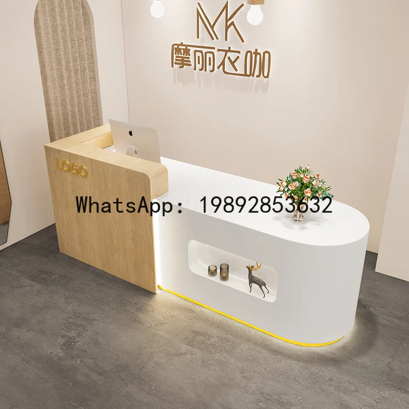 LYY Front Desk Lacquer Reception Desk Simple Modern Office Desk Hair Salon Clothing Beauty Shop Cashier Counter
