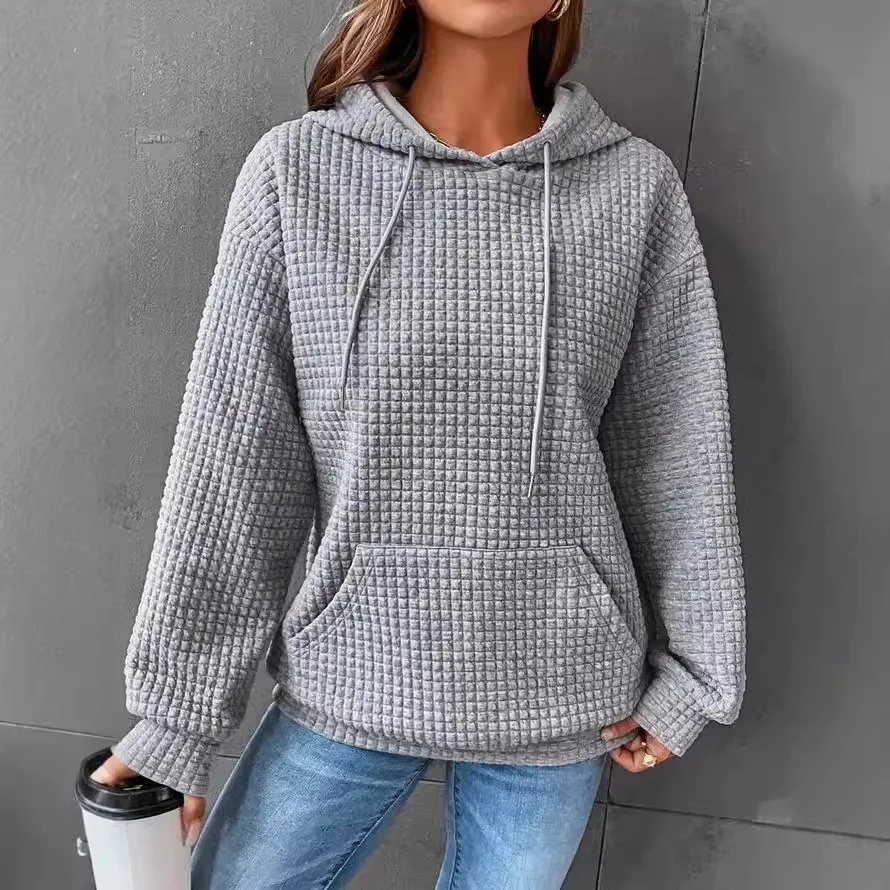 Women's Pullover Fashion 18-color Long-sleeved Top Kangaroo Pocket Solid Color Casual Street Hooded Sweatshirt