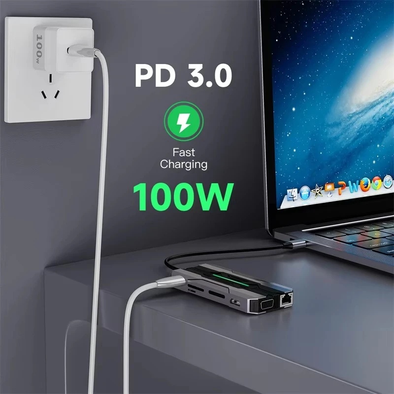 13-in-1 USB-C Hub with 4K HDMI, SD Card Reader, Multiport Docking Station for Laptops