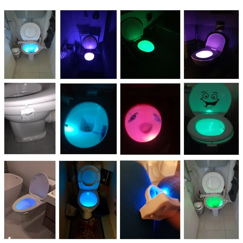 Bewegungs sensor Toiletten licht LED Nachtlichter 8 Farben Waschraum Nacht lampe Toiletten lampe Schüssel Beleuchtung für Badezimmer Waschraum