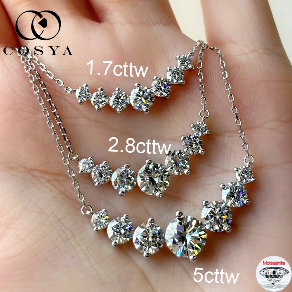 

COSYA D Цвет VVS Муассанит Ожерелье Для Женщин S925 Серебро Сертифицированный 7-Камень Лабораторный Алмазный Шейный Цепь Свадебные Ювелирные Изделия Подарок
