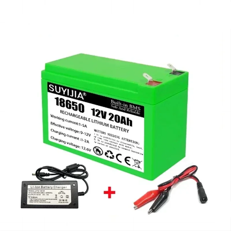 18650 Lithium Battery Pack 12V 20Ah 12Ah 6Ah Built-in BMS 30A Solar Electric Vehicle Li-ion Electric Lighting Outdoor Battery