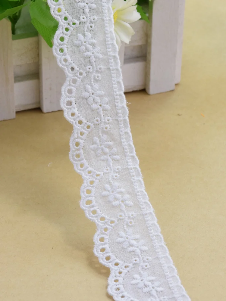 3yards 2.6cm 100% Cotton Embroidery Lace for crafts Sewing Ribbon Guipure Trim Lace Fabric & lace DIY Garment Accessories#3171