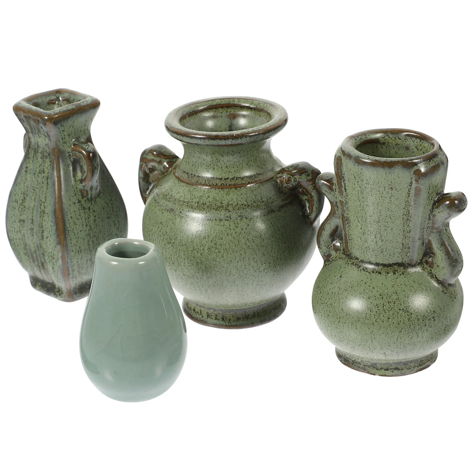 

4Pcs Zen Style Mini Ceramic Flower Vases Creative Craft Containers for Dried Flowers Hydroponics Floral Arranging Display Props