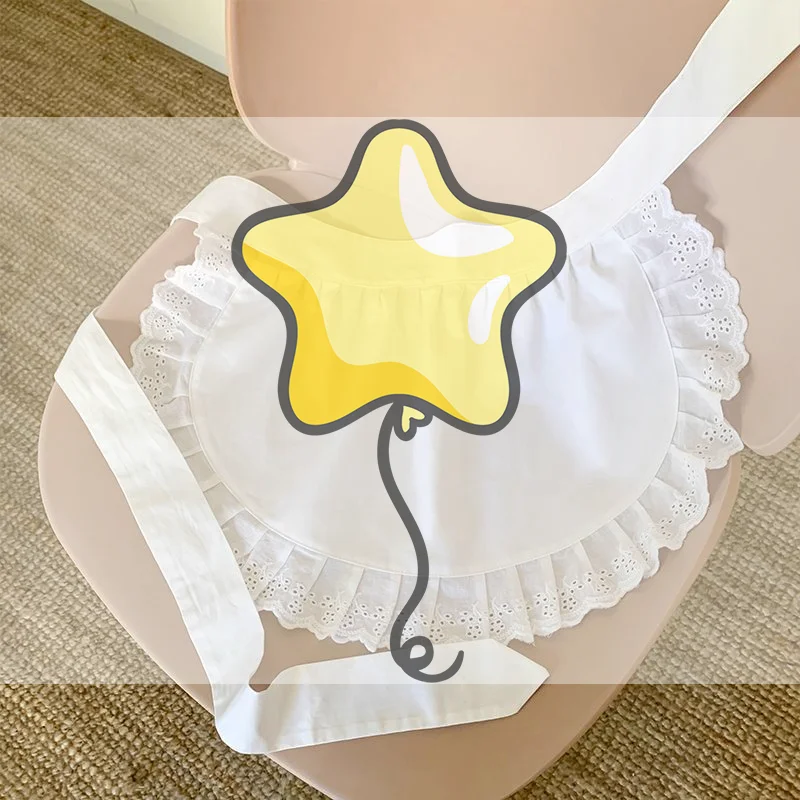 

Женский кухонный фартук с половиной талии, короткий фартук в стиле Лолиты, горничная, сексуальный кружевной черный, белый цвет, нагрудник, красивый цветок, кофейня, передник, домашняя работа