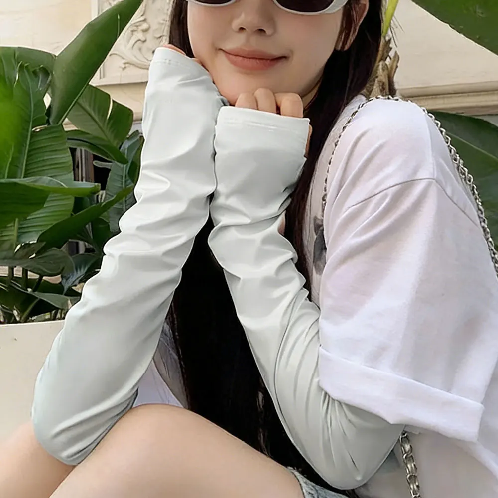 Sunscreen Arm Sleeves Sports Cycling Sunshade Cooling Ice Silk Elbow Sleeves Summer Thin Driving Comfortable Running Arm Cover image 5