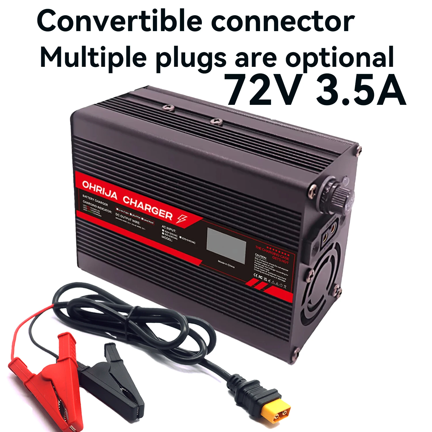 

72V 3.5A Lead Acid battery OLED Display charger quick aluminum shell suitable 6s charger detachable connector plug is optional